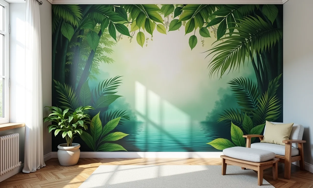 Mural temático personalizado com as iniciais da família.