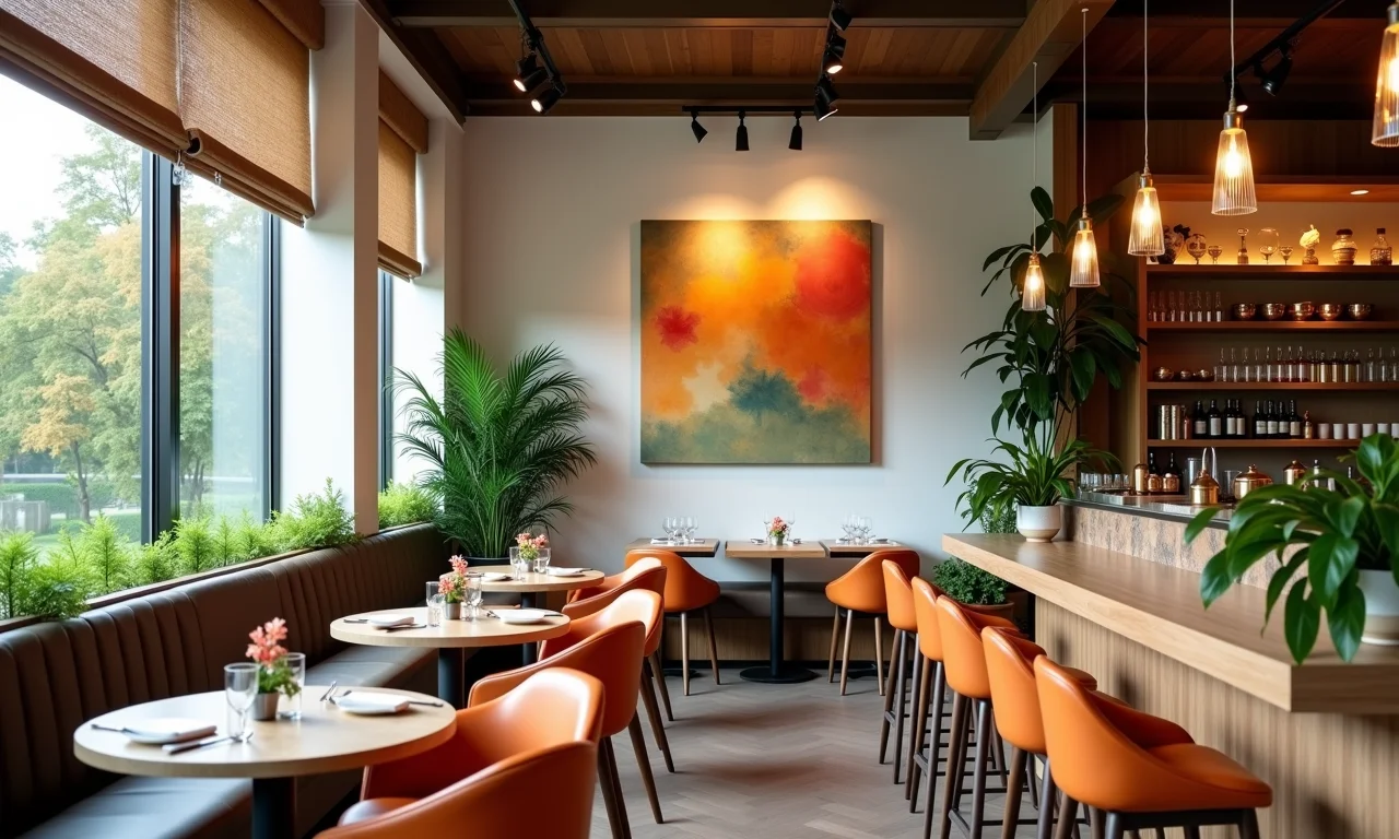 Objetos de decoração de restaurante limpos e bem conservados.