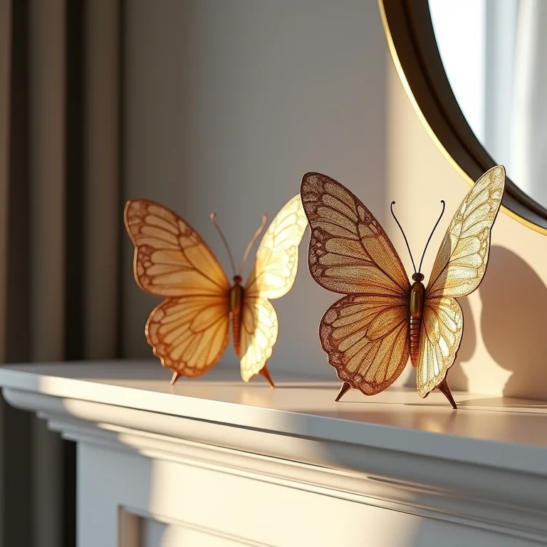 Objetos decorativos de borboletas.