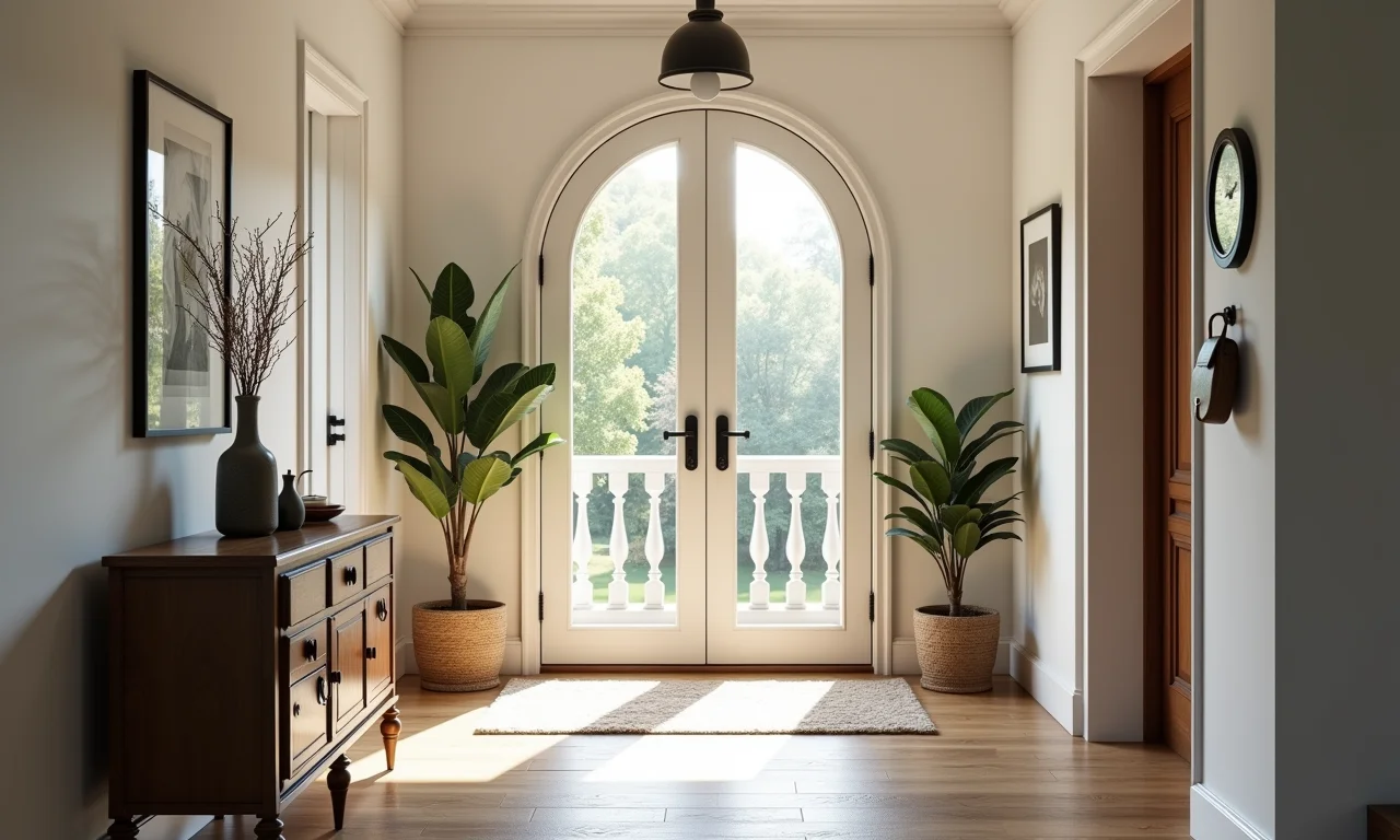 Objetos decorativos na entrada da casa.