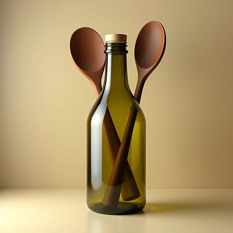 Organizador de cozinha feito com garrafa de azeite.