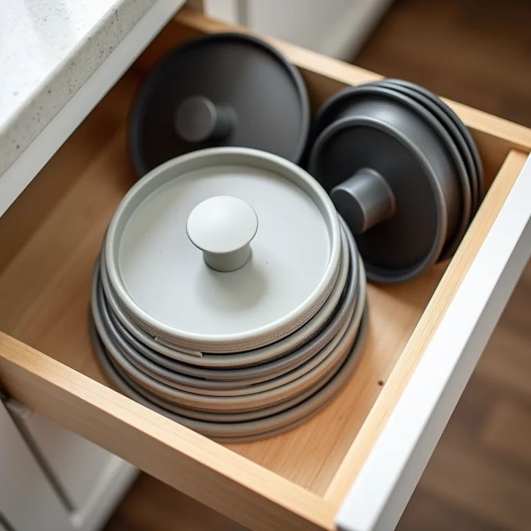 Organizador de tampas mostrando a diferença que ele faz