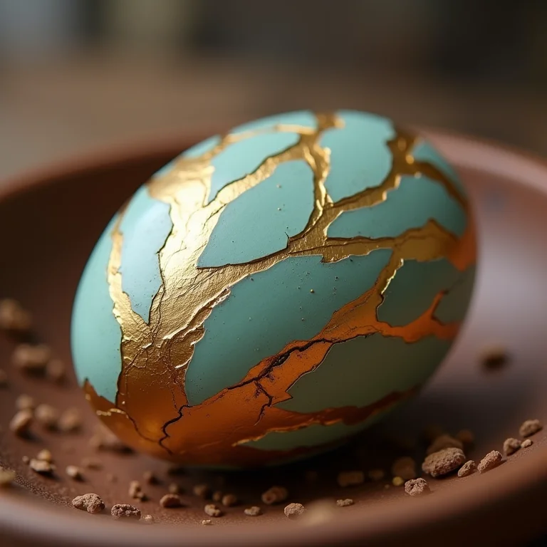 Ovos de Páscoa decorados com a técnica japonesa Kintsugi