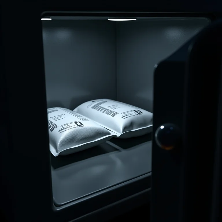 Pacotes de desumidificador dentro de um cofre.