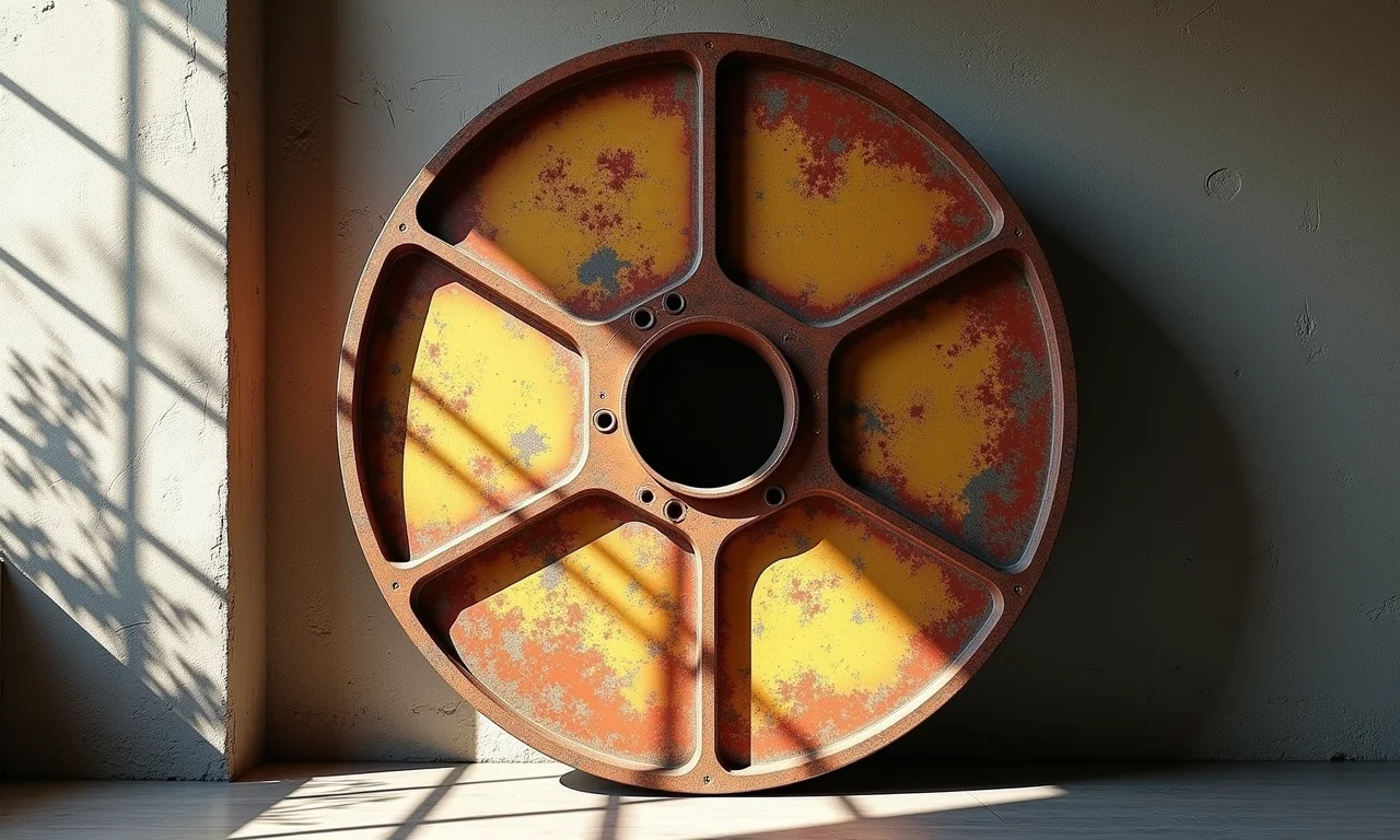 Painel decorativo feito de carretel de fio com arte e texturas brasileiras.