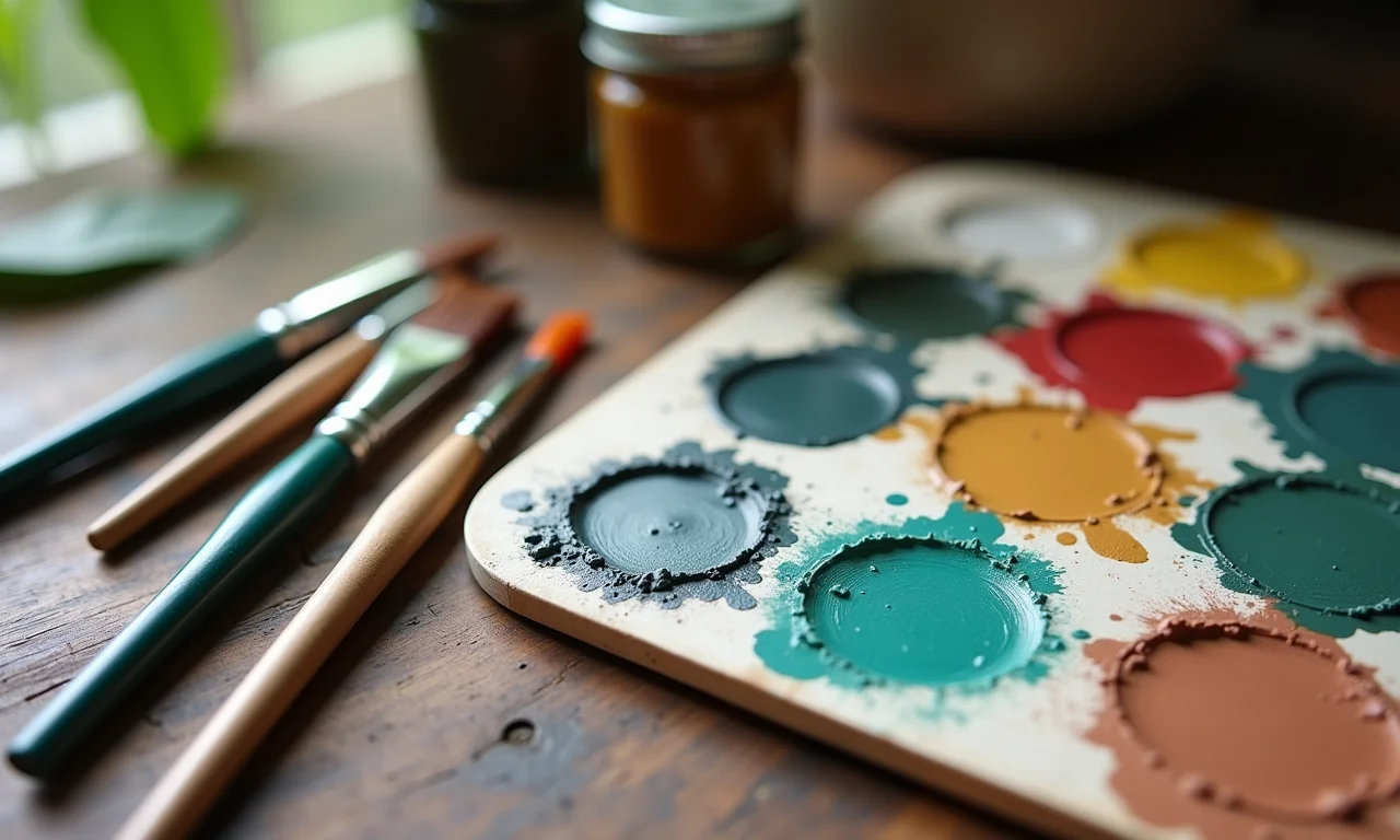 Paleta de cores e amostras de pátina.