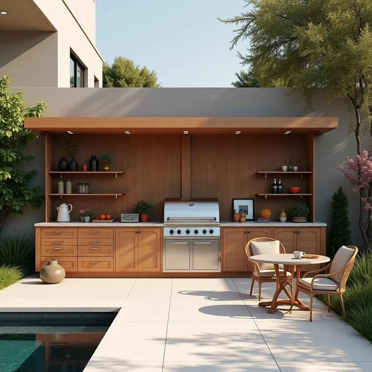 Paleta de cores ideais para churrasqueira, com tons neutros e vibrantes.