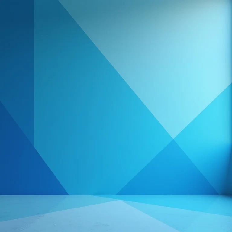 Parede com efeito ombré geométrico em tons de azul