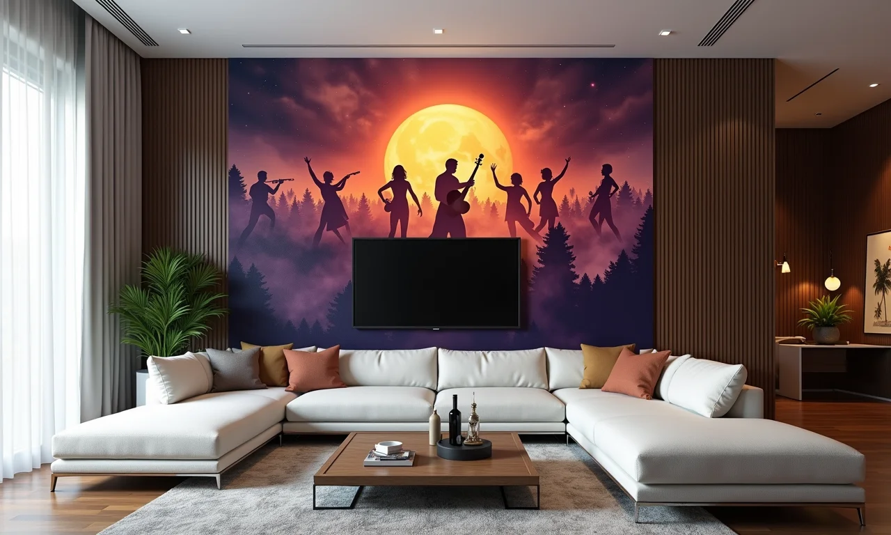 Paredes musicais criando painéis temáticos e imersivos na decoração.