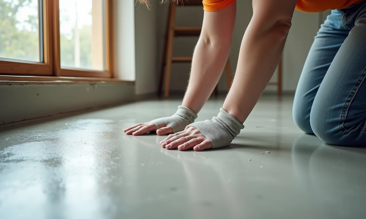 Passo a passo da aplicação de cimento queimado no chão.