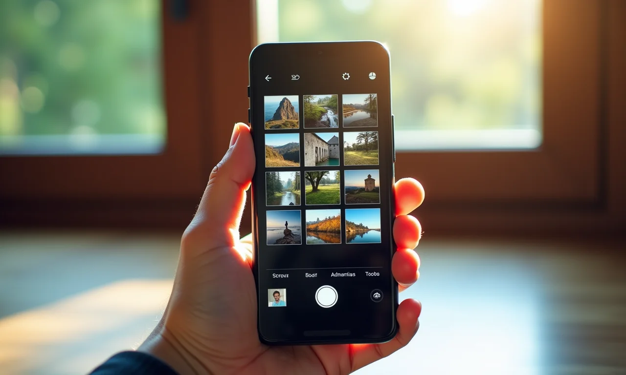 Pastas de fotos organizadas em um celular Android.