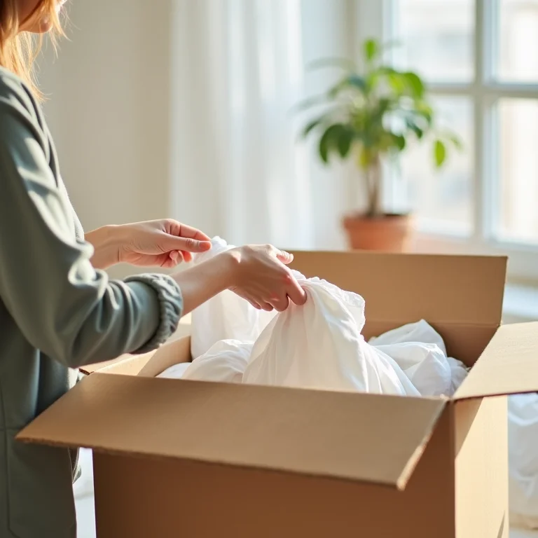 Pessoa doando itens não utilizados durante a limpeza de primavera.