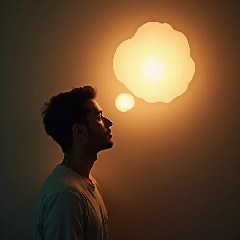 Pessoa questionando um pensamento negativo.