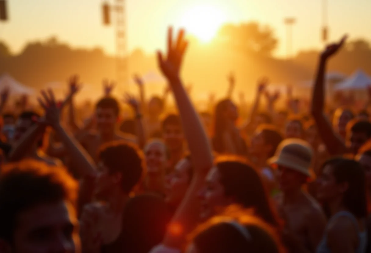 Pessoas curtindo um festival de música ao ar livre