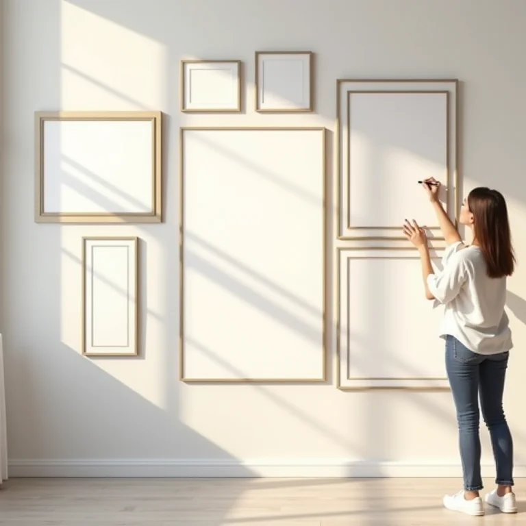 Planejamento de uma gallery wall em papel