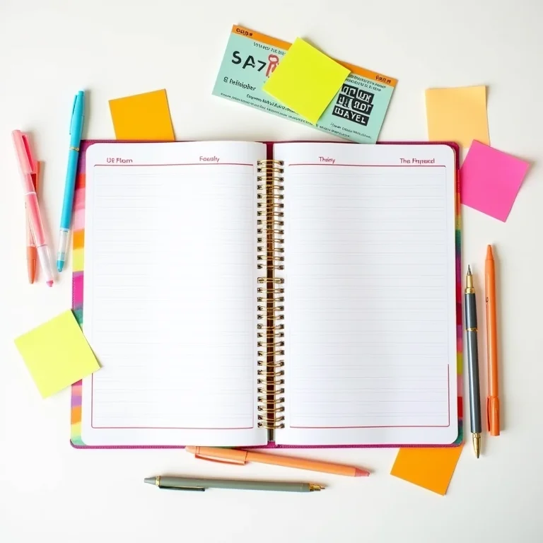 Planner organizado com itens de festival