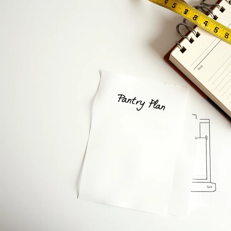 Planta baixa e ferramentas para planejamento da despensa.