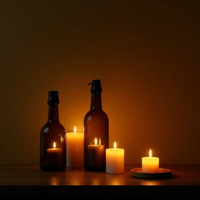 Porta-velas rústicos e elegantes feitos com garrafas de azeite