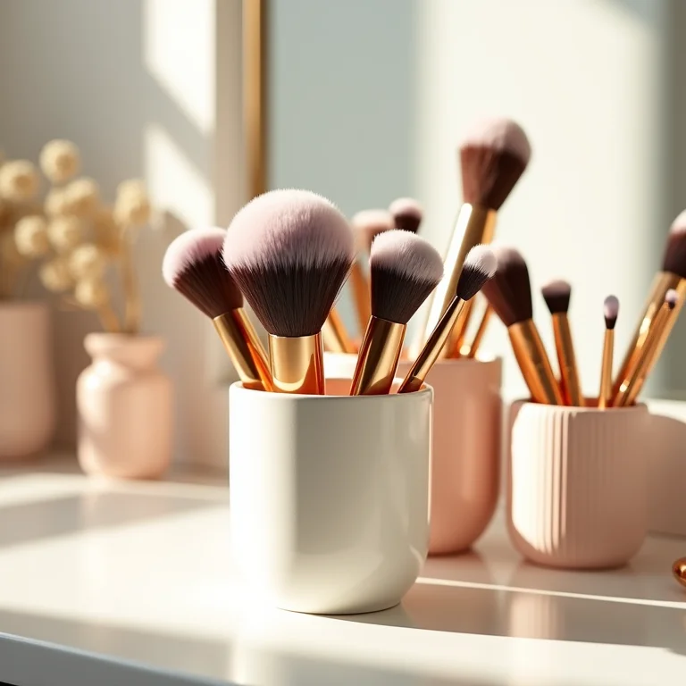 Potes e porta-pincéis para organizar maquiagem