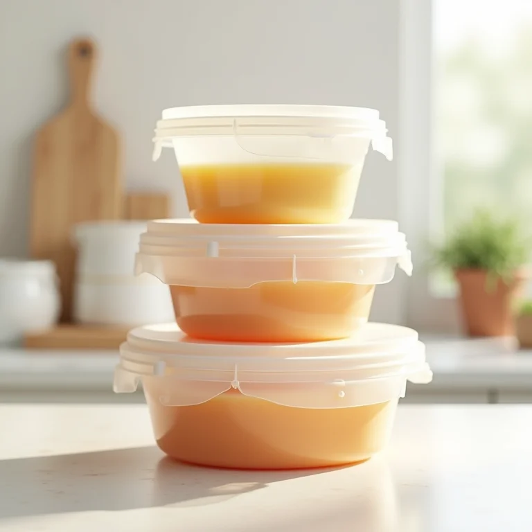 Potes plásticos encaixados uns dentro dos outros para economizar espaço.