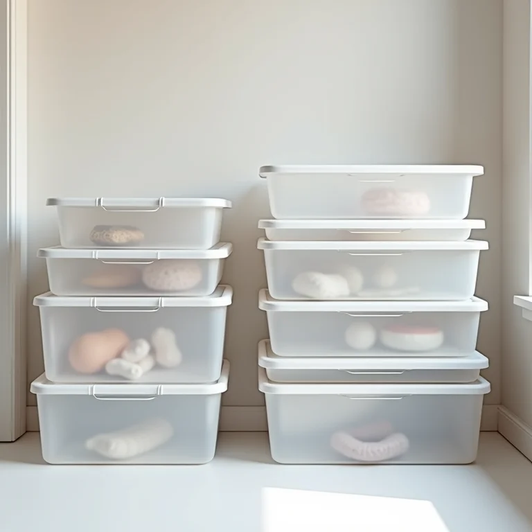 Potes plásticos modulares empilhados de forma organizada