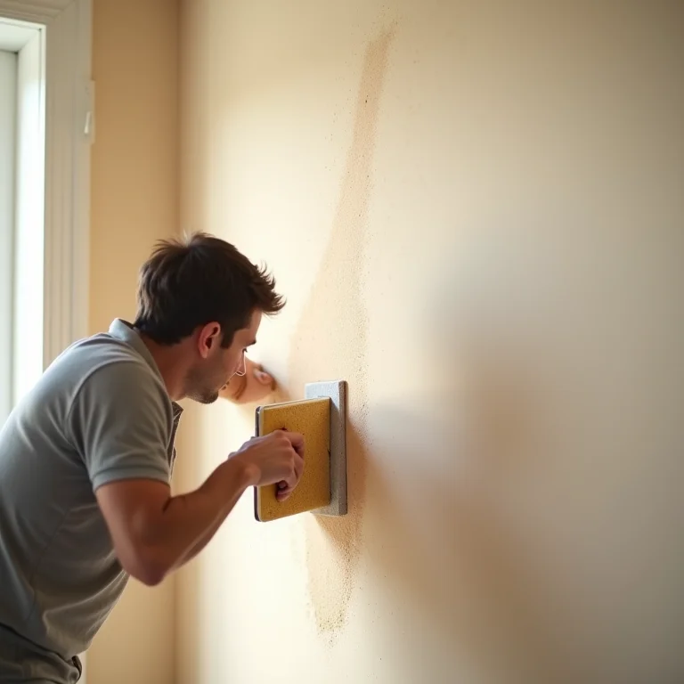 Preparando a parede para pintura com lixa