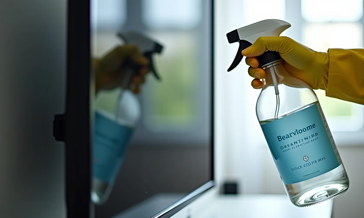 Preparando a solução de limpeza segura para telas de TV.