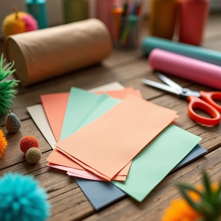 Preparando os materiais para uma caça ao tesouro, com papel colorido e tesouras.