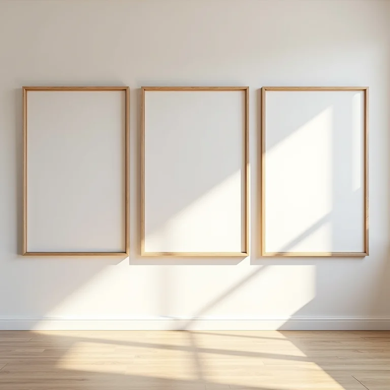 Quadros alinhados em uma gallery wall