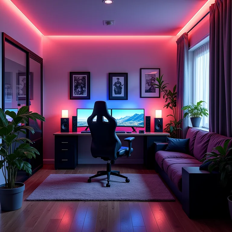 Quarto gamer bem organizado e decorado