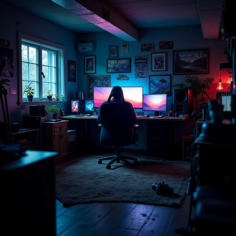 Quarto gamer desorganizado por falta de planejamento.