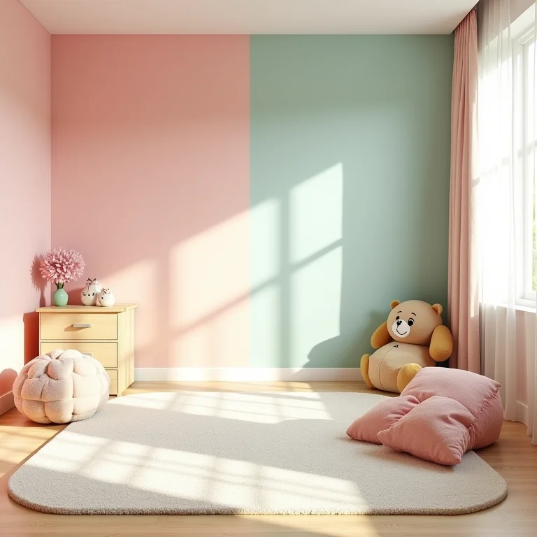 Quarto infantil dividido com duas cores