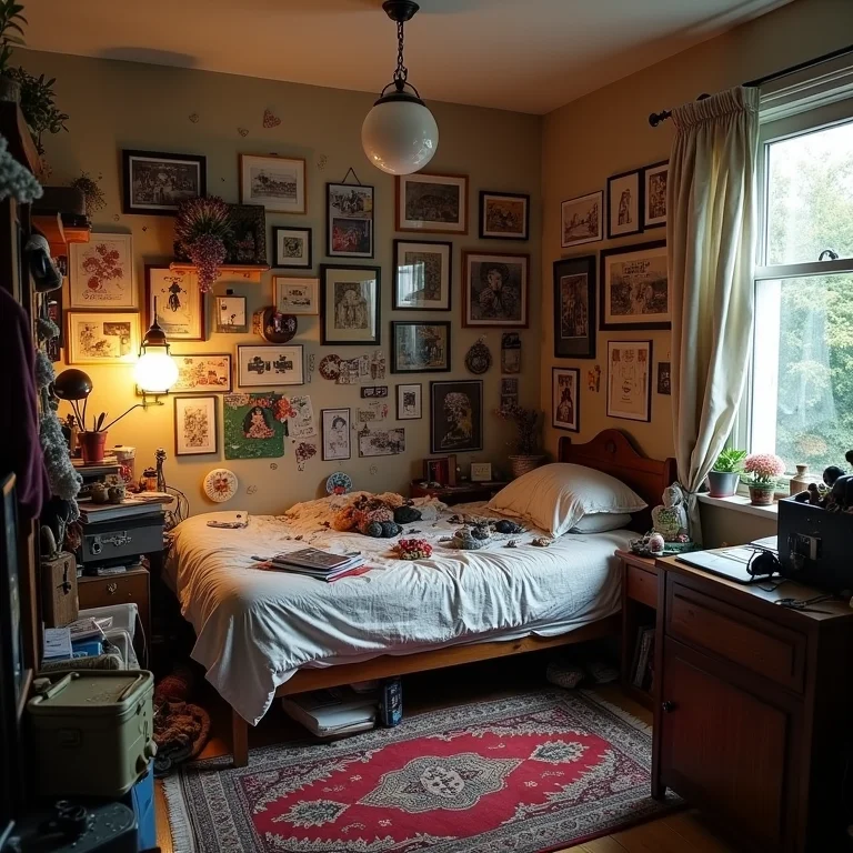 Quarto pequeno cheio de objetos desnecessários causando bagunça