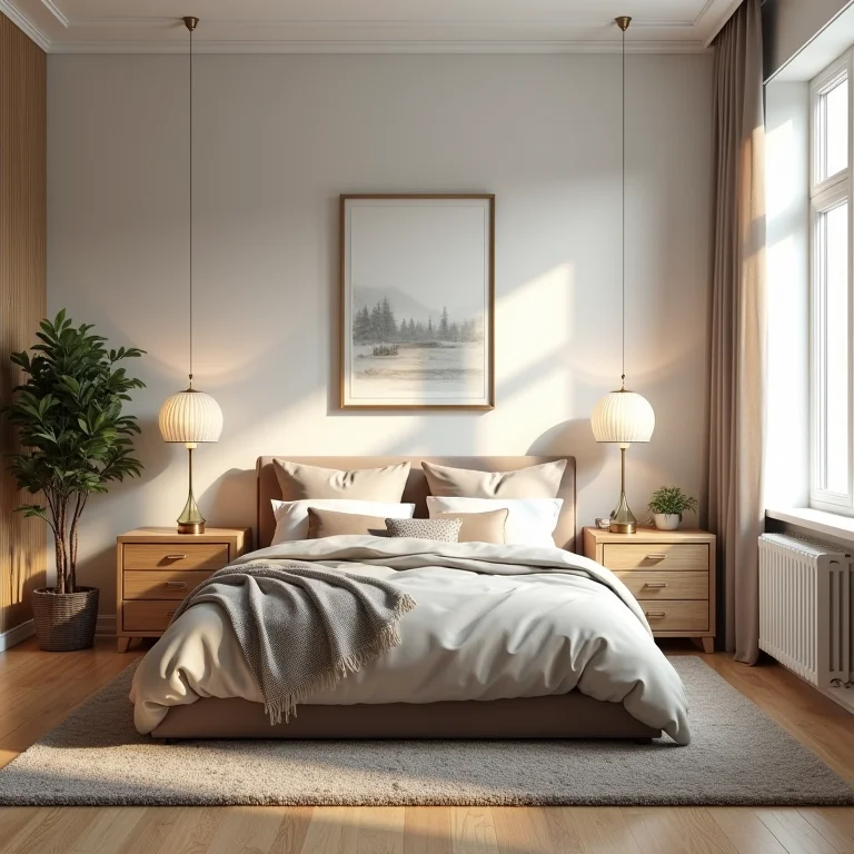 Quarto pequeno com excesso de móveis grandes que dificultam a circulação.