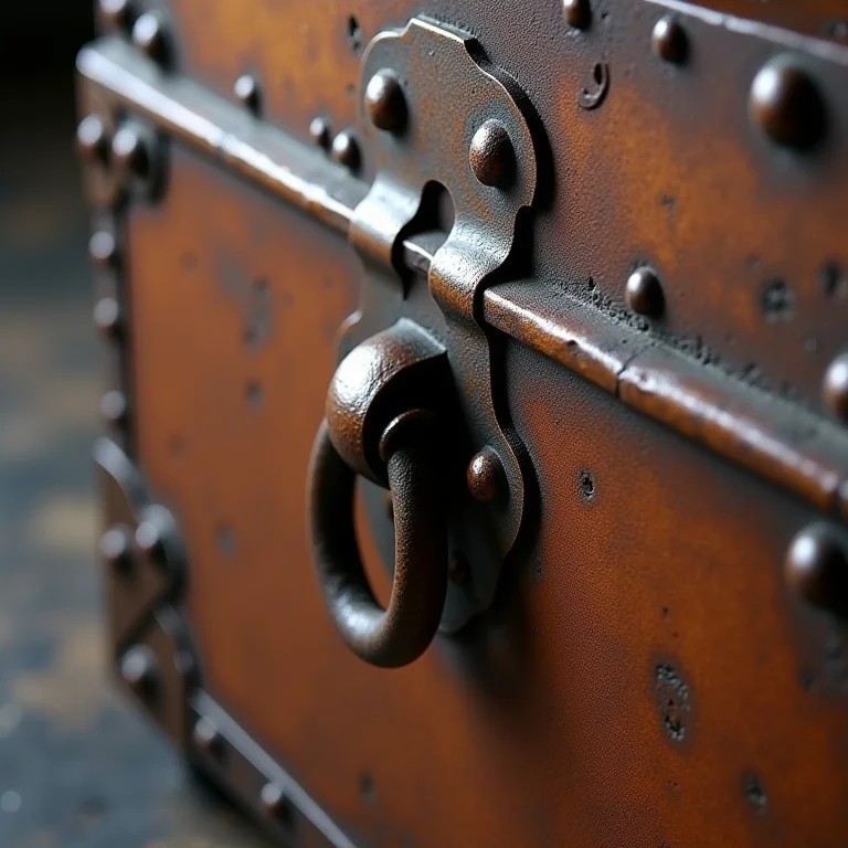 Remoção de ferrugem de fecho metálico de baú antigo