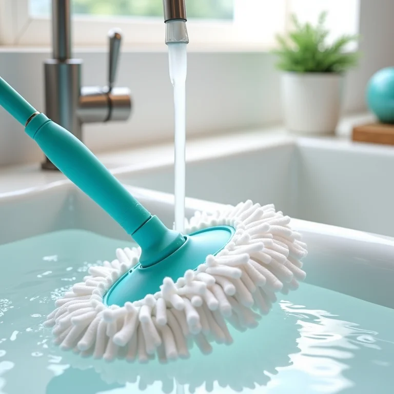 Rodo mágico sendo enxaguado sob a torneira