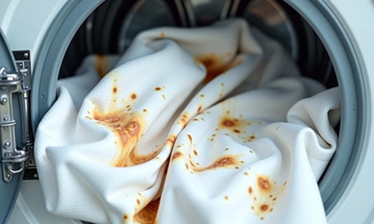 Roupas brancas muito encardidas sendo lavadas.