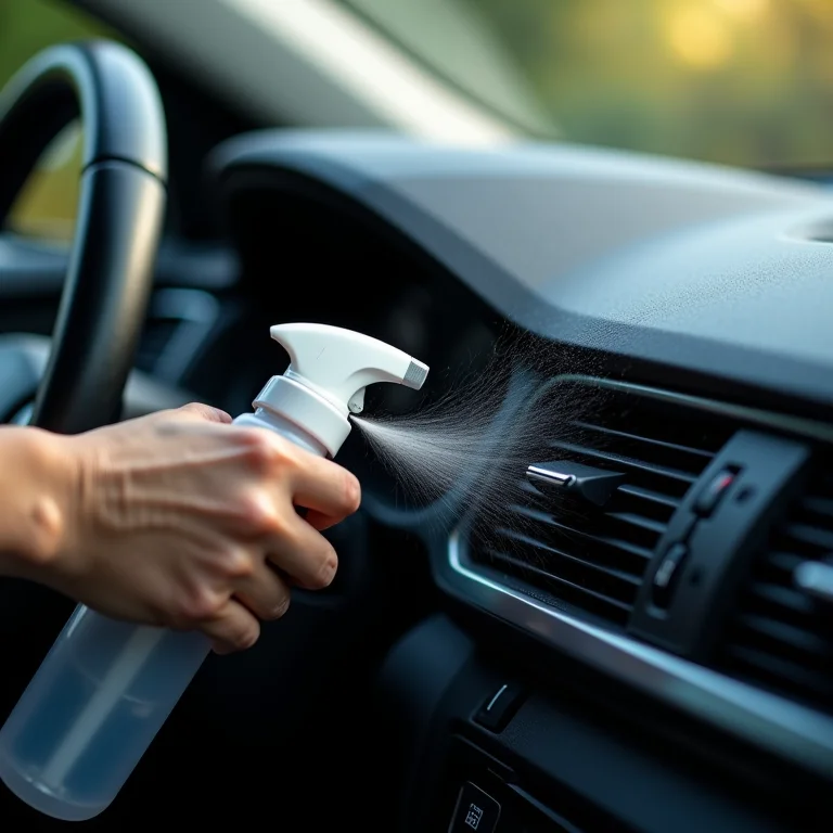 Saída de ar condicionado de carro sendo limpa