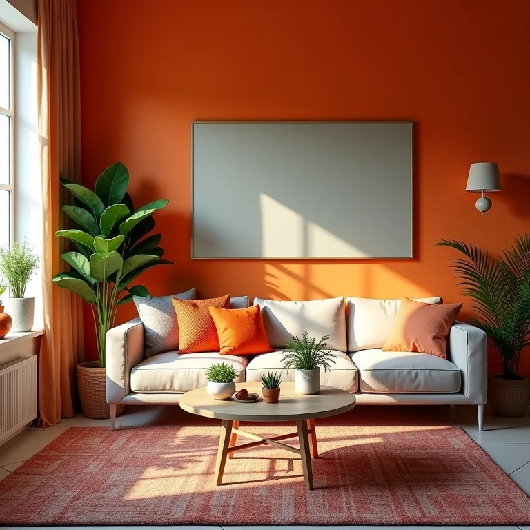 Sala de estar colorida com paredes vibrantes e estampas diversas