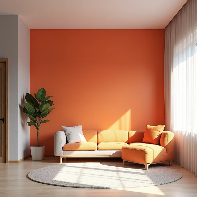 Sala de estar com parede vibrante e chamativa