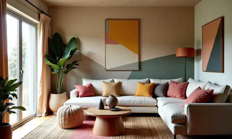 Sala de estar renovada com tecidos coloridos nas paredes e móveis, estilo Farm Rio.