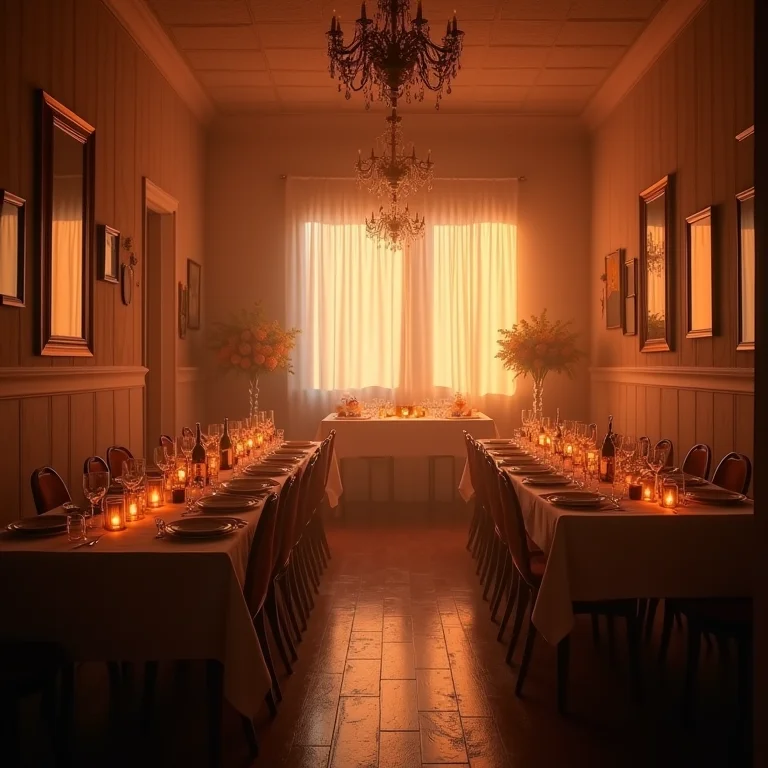 Sala mal iluminada durante um chá de bebê.