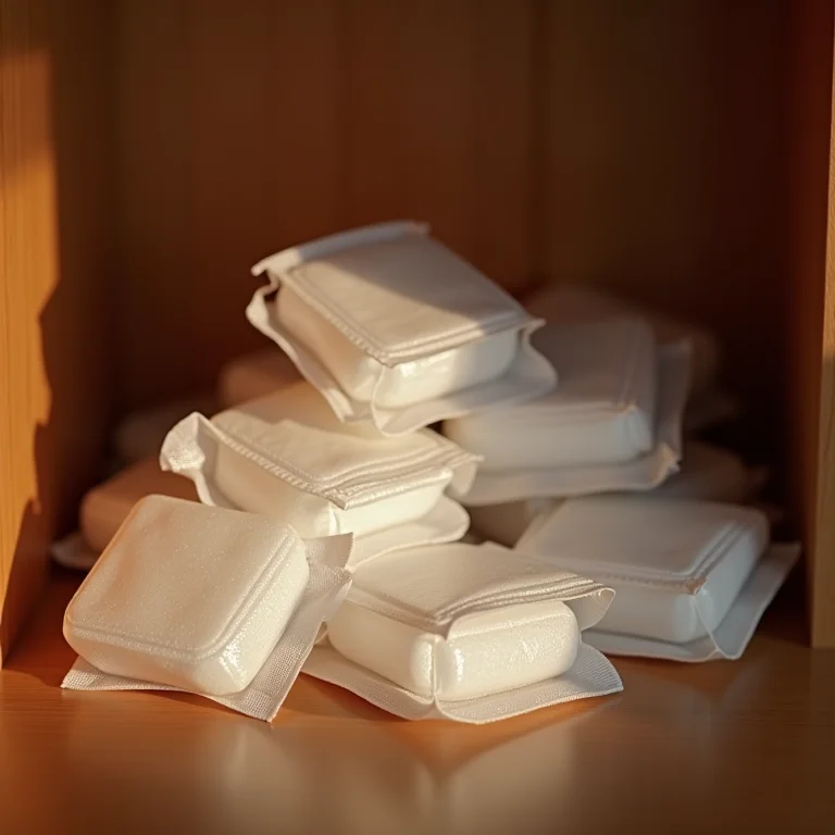 Saquinhos de sílica gel dentro do guarda-roupa para absorver a umidade.