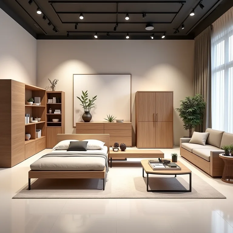 Seção de móveis multifuncionais em loja de departamento.