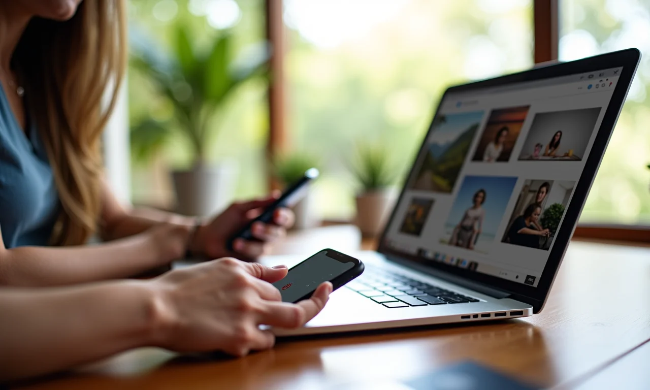 Sincronizando as fotos do celular com o computador.