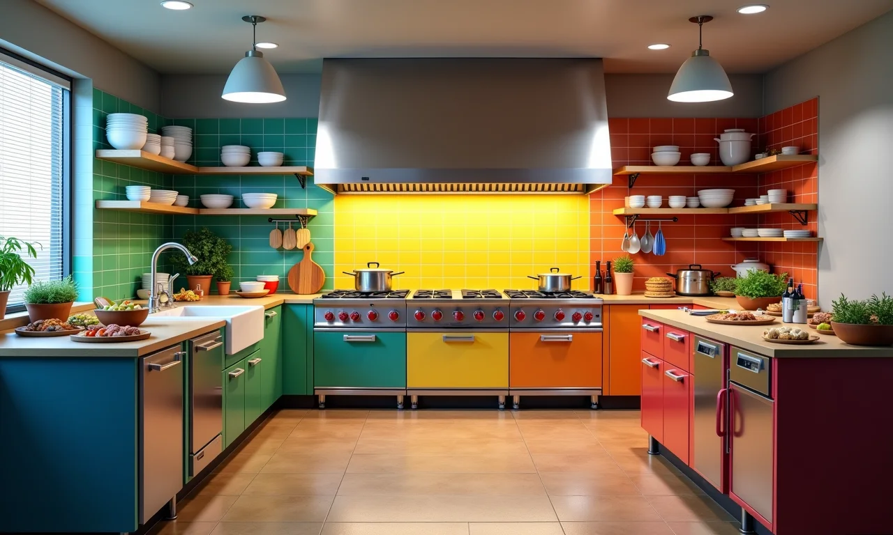 Sistema de cores em cozinha industrial