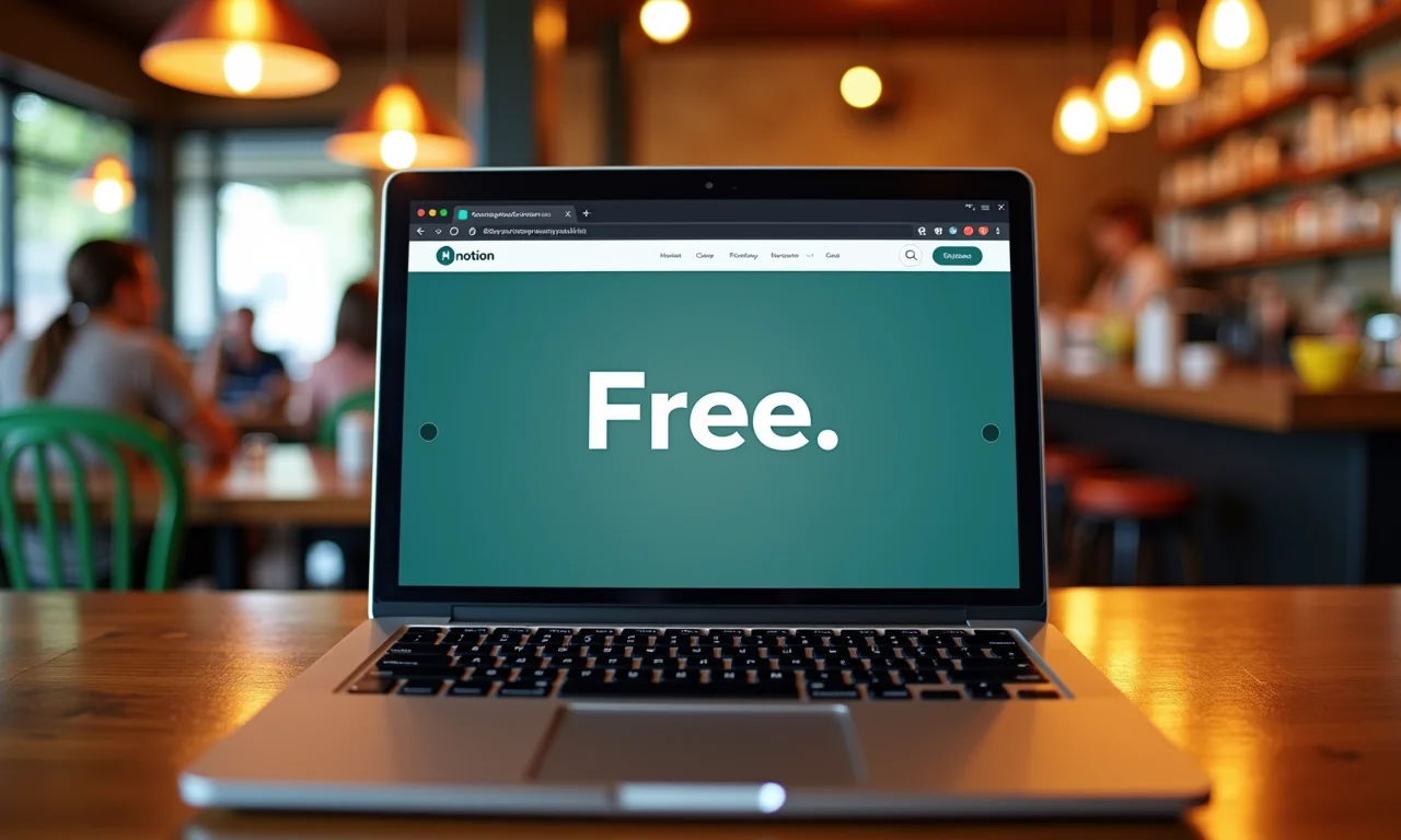 Site do Notion com a palavra 'Grátis' em destaque.