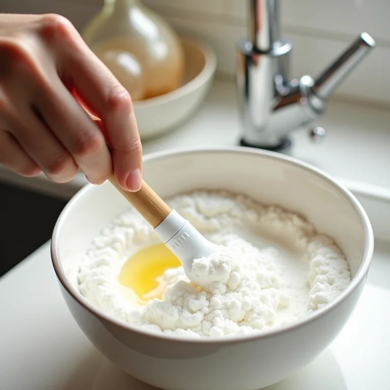 Solução caseira de vinagre e bicarbonato para limpar o rodo mágico.