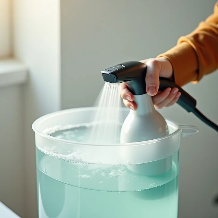 Solução de limpeza para vaporizador de roupas