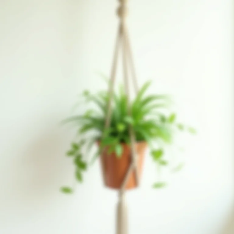 Suporte de plantas em macramê com planta verde